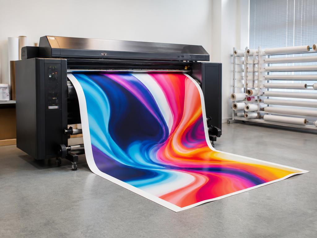Affiche grand format en sortie de traceur dans l'atelier d'impression JMJ Com
