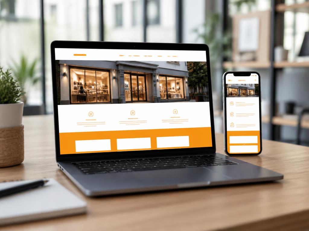 Site internet vitrine d'un commerce réalisé par JMJ Com, affiché sur ordinateur et mobile